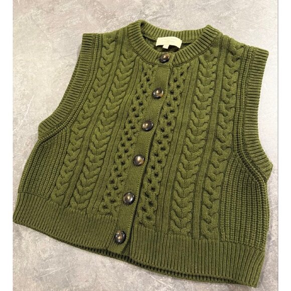 NWOT SEZANE ROXANE CARDIGAN green vest sweater SZ S bust 36 - Picture 2 of 4